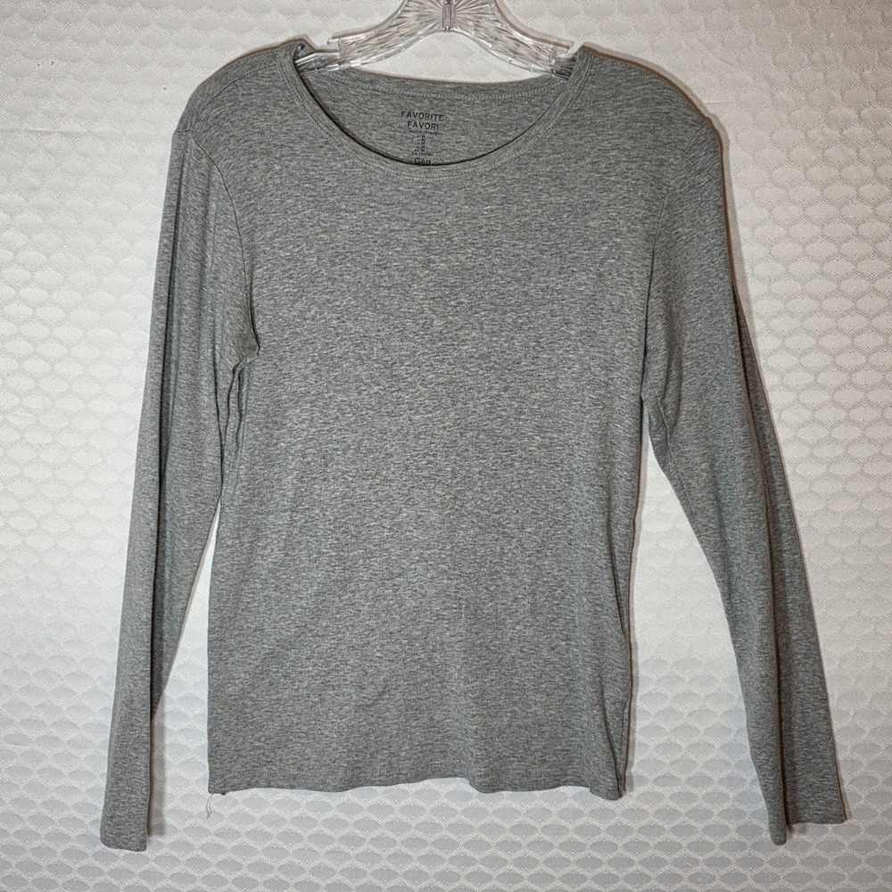 Gap Favorite Long Sleeve Crew Neck Tee Heather Gray Women Size M